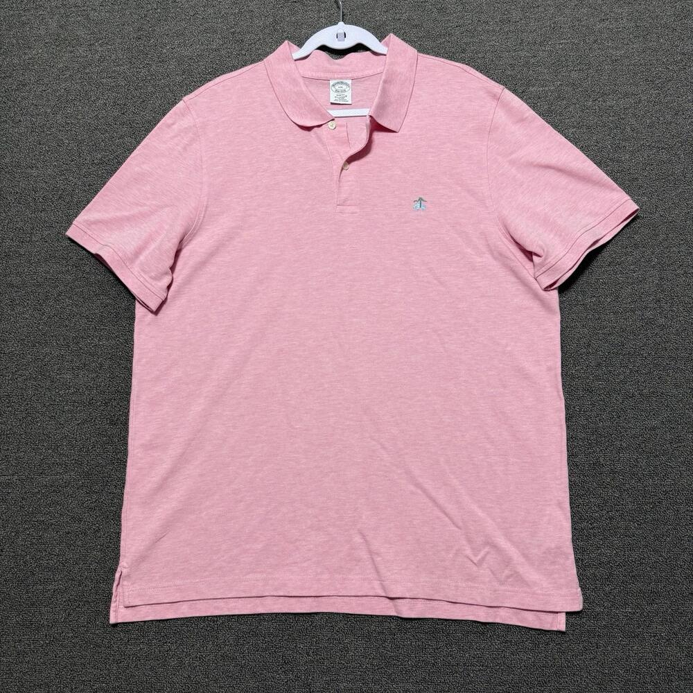 Brooks Brothers Men’s XXL Slim Fit Pink Short Sleeve Polo Preppy Logo Spring